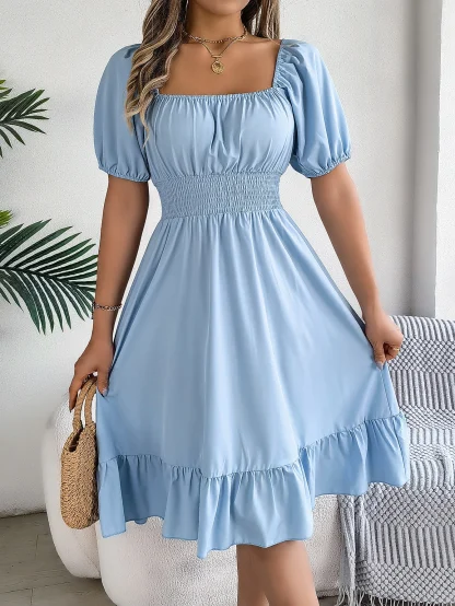 Short Sleeve Ruffle Dresses